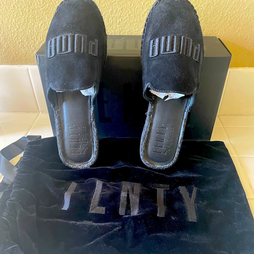 Puma FENTY X Black Suede Espadrilles.